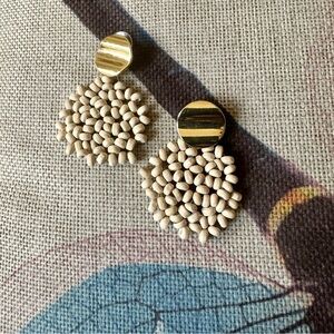 Urban Outfitters Gold and Cream Bead Cluster Drop Earrings